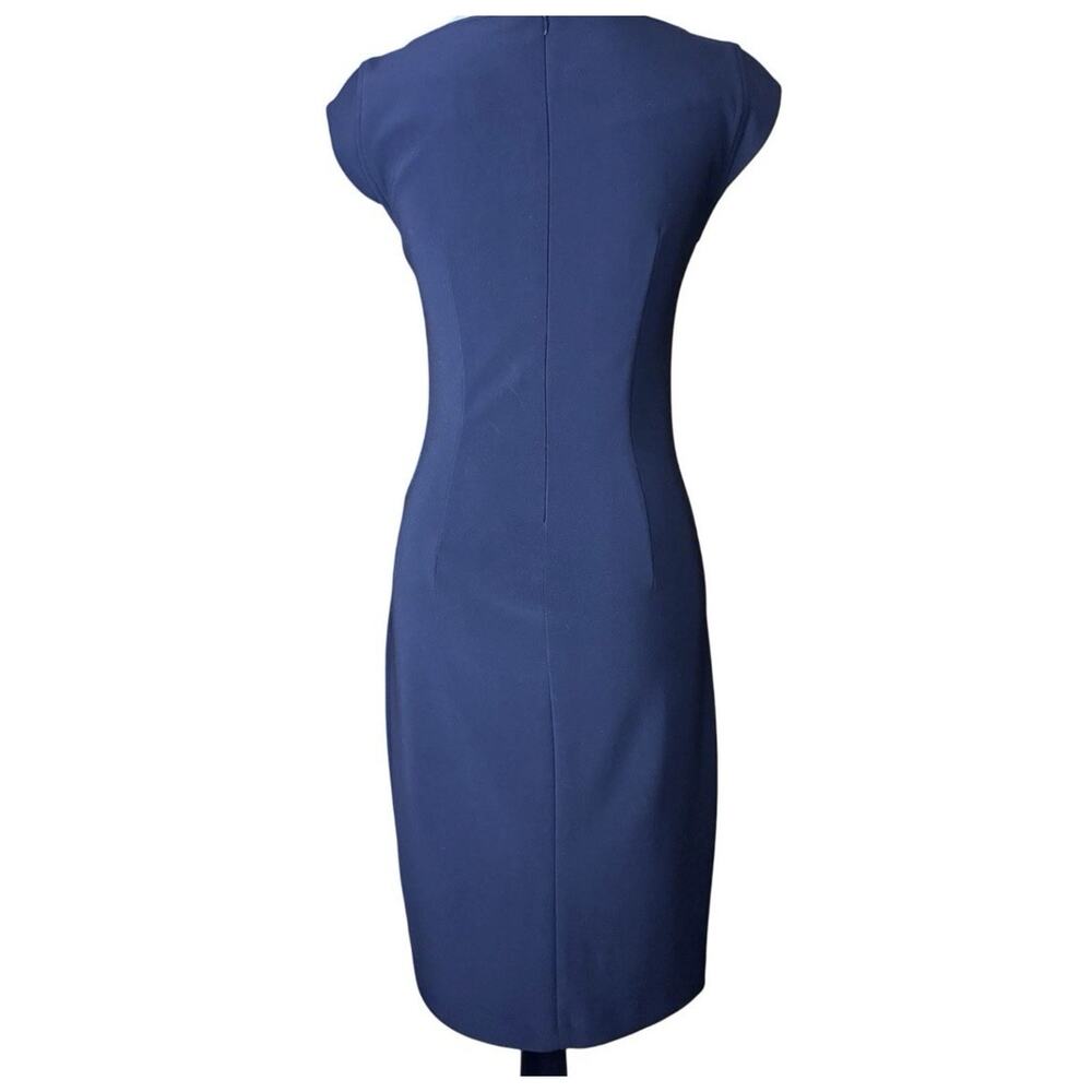 Joseph Ribkoff Blue Black Sheath Dress Structured Bodycon Career Chic Sz 4 - Picture 5 of 10